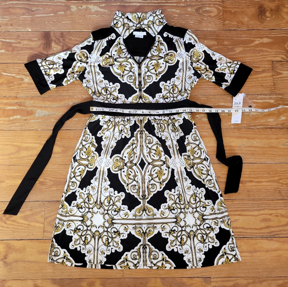 London times NWT NEW dress 12 M/L black soft white a line flowy